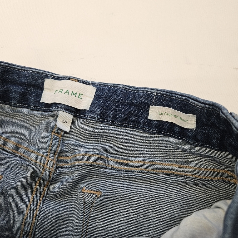 Frame Jeans Womens 28 Blue Le Crop Mini Boot Distressed Stretch Denim Pants - Picture 5 of 11